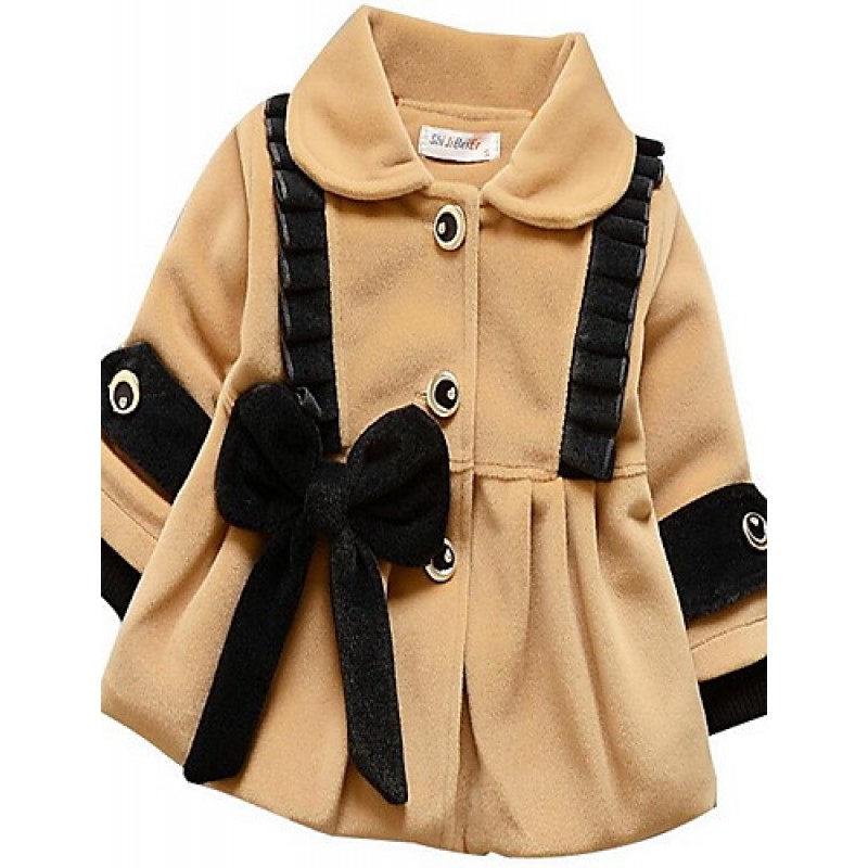 Girl Casual/Daily Solid Trench Coat,Cotton Summer / Winter Long Sleeve  