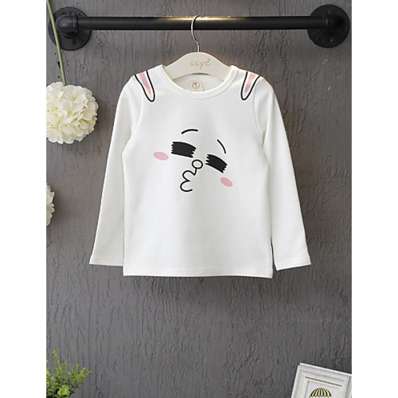 Girl Casual/Daily Print Tee,Cotton Winter Long Sle...