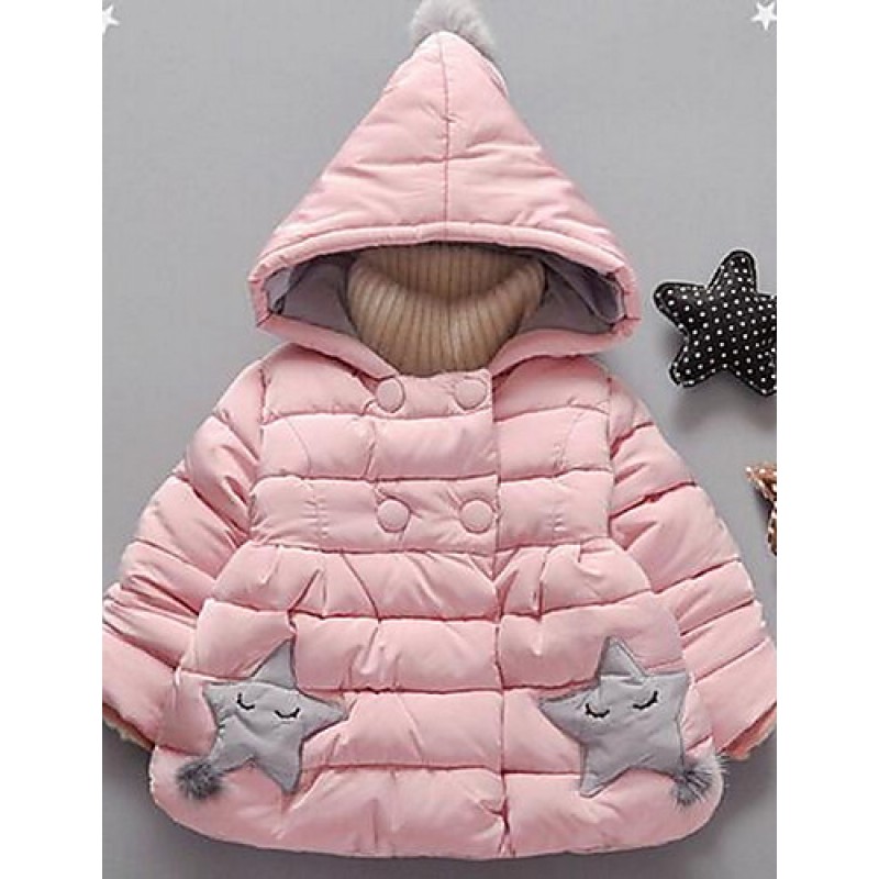 Girl Solid Down & Cotton Padded,Cotton Winter Long...