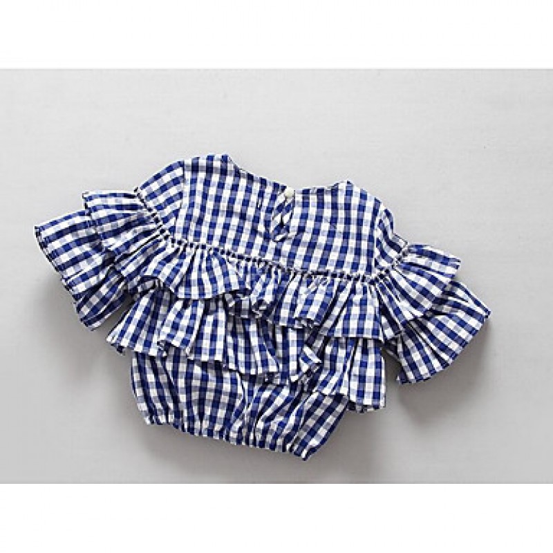 Girl Casual/Daily Plaid Shirt,Cotton Spring Half Sleeve  