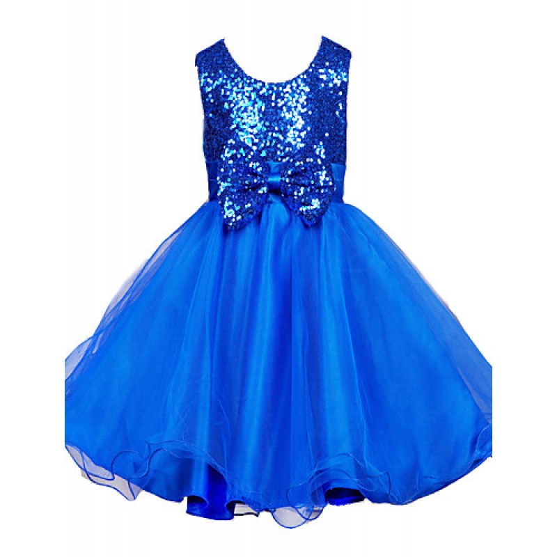 Girl's Blue / Gold / Green / Pink / Purple / Red / Silver / White Dress , Dresswear Cotton / Polyester All Seasons  