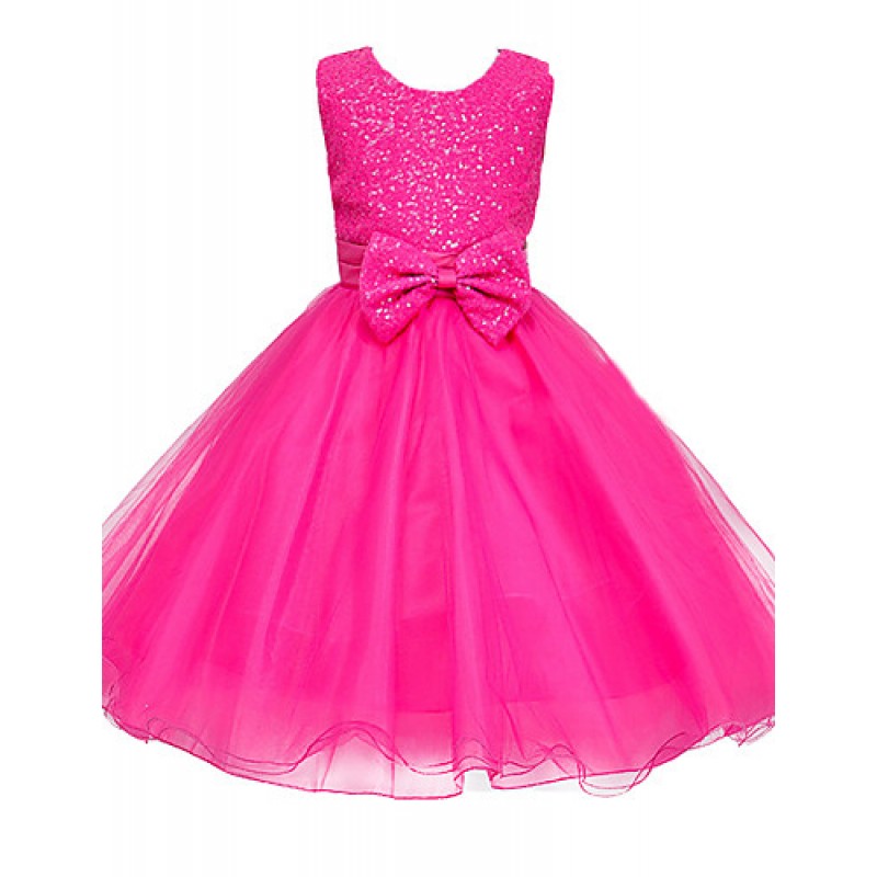 Girl's Blue / Gold / Green / Pink / Purple / Red / Silver / White Dress , Dresswear Cotton / Polyester All Seasons  