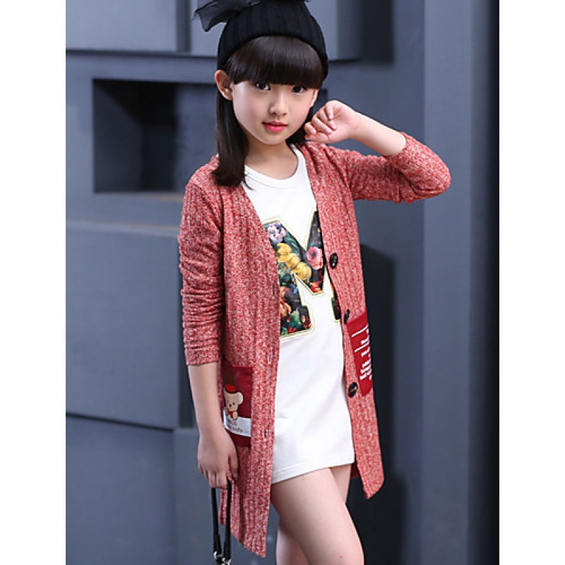 Girl's Casual/Daily Print Sweater & Cardigan / Jacket & CoatCotton Fall Red / Gray  