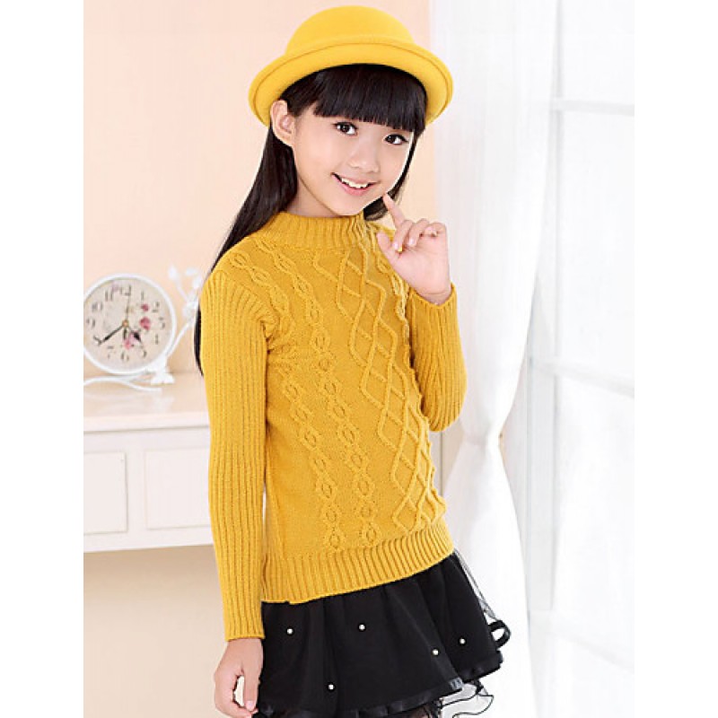 Cardigan For Girls Cotton Casual Solid Color Spring/Fall/Winter Going out/Casual/Daily Long Sleeve Turtleneck Sweatshirt Coat  