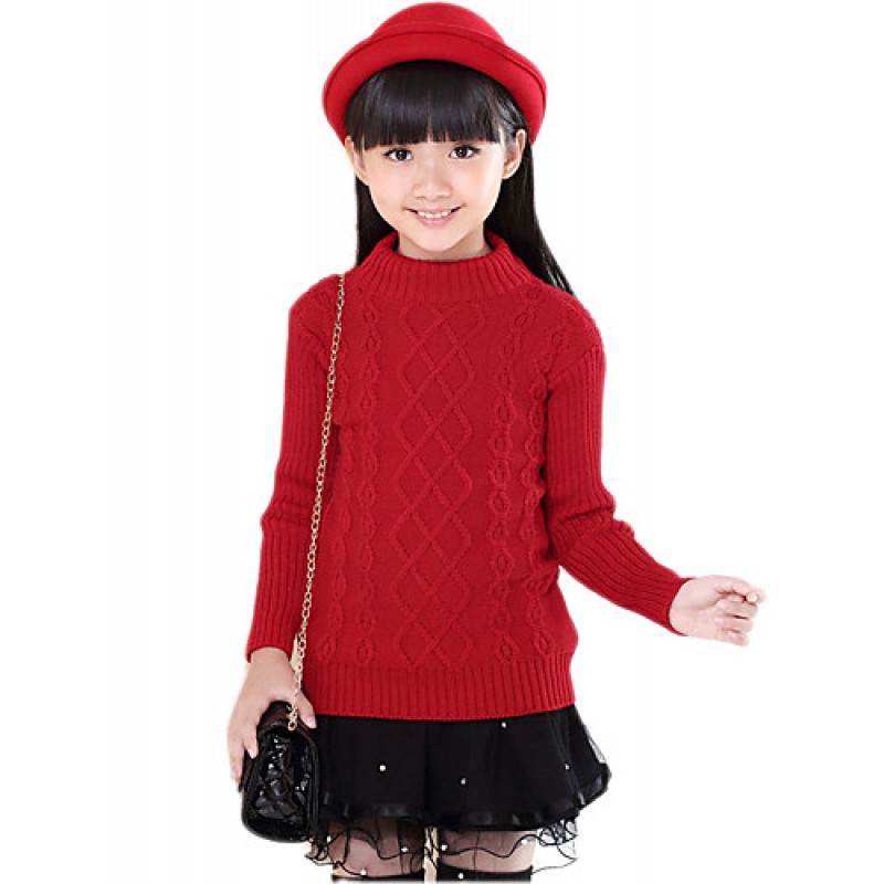Cardigan For Girls Cotton Casual Solid Color Spring/Fall/Winter Going out/Casual/Daily Long Sleeve Turtleneck Sweatshirt Coat  