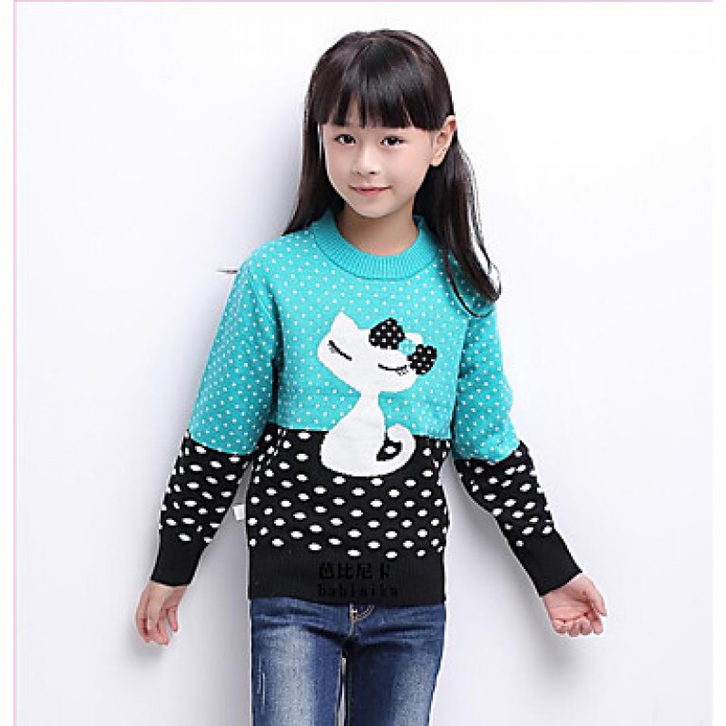 Girl's Casual/Daily Animal Print Sweater & CardiganCotton Winter / Fall Blue / Pink  